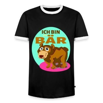Grizzly schöner farbenfroher Bär. Ich bin ein Bär. - Männer Kontrast-T-Shirt - Schwarz/Weiß - Vorne - AI Model Female 172 light (172cm) & AI Model Male 178 light (178cm)