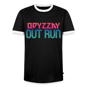 Odyzzay Out Run Neon Gradient - Men's Ringer Shirt - black/white - Front - AI Model Female 172 light (172cm) & AI Model Male 178 light (178cm)