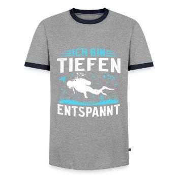 Ich bin tiefenentspannt taucher tauchen - Männer Kontrast-T-Shirt - Grau/Navy  - Vorne - AI Model Female 172 light (172cm) & AI Model Male 178 light (178cm)