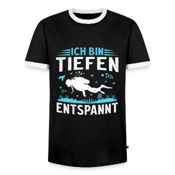 Ich bin tiefenentspannt taucher tauchen - Männer Kontrast-T-Shirt - Schwarz/Weiß - Vorne - AI Model Female 172 light (172cm) & AI Model Male 178 light (178cm)