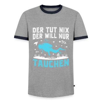 der tut nix der will nur tauchen - Männer Kontrast-T-Shirt - Grau/Navy  - Vorne - AI Model Female 172 light (172cm) & AI Model Male 178 light (178cm)