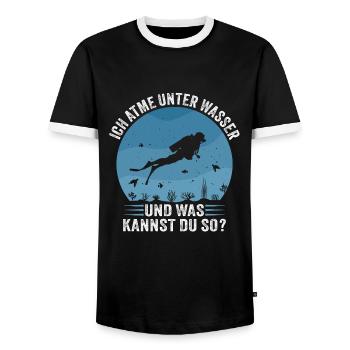 ich atme unter wasser und was kannst du so - Männer Kontrast-T-Shirt - Schwarz/Weiß - Vorne - AI Model Female 172 light (172cm) & AI Model Male 178 light (178cm)