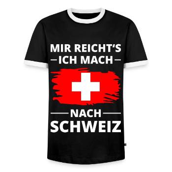 Croix de vacances du drapeau suisse disant "suisse - T-shirt contrasté Homme - noir/blanc - Devant - AI Model Female 172 light (172cm) & AI Model Male 178 light (178cm)