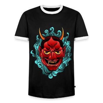 Devil - Men's Ringer Shirt - black/white - Front - AI Model Female 172 light (172cm) & AI Model Male 178 light (178cm)