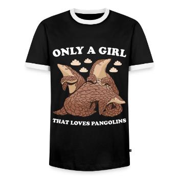 Seulement une fille qui aime pangolins pangolin - T-shirt contrasté Homme - noir/blanc - Devant - AI Model Female 172 light (172cm) & AI Model Male 178 light (178cm)