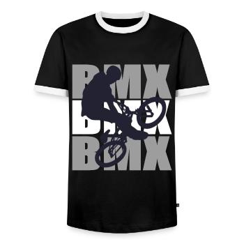 BMX Bike - Männer Kontrast-T-Shirt - Schwarz/Weiß - Vorne - AI Model Female 172 light (172cm) & AI Model Male 178 light (178cm)