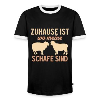 Zuhause ist wo meine Schafe sind - Männer Kontrast-T-Shirt - Schwarz/Weiß - Vorne - AI Model Female 172 light (172cm) & AI Model Male 178 light (178cm)