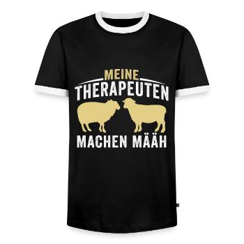 meine therapeuten machen määh - Männer Kontrast-T-Shirt - Schwarz/Weiß - Vorne - AI Model Female 172 light (172cm) & AI Model Male 178 light (178cm)
