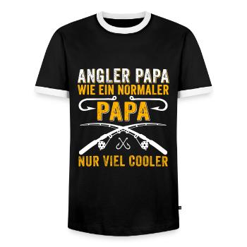 Angler Papa Wie Ein Normaler Papa Nur Viel Cooler - Männer Kontrast-T-Shirt - Schwarz/Weiß - Vorne - AI Model Female 172 light (172cm) & AI Model Male 178 light (178cm)