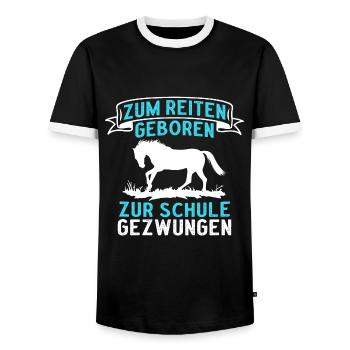 Zum Reiten Geboren Zur Schule Gezwungen - Männer Kontrast-T-Shirt - Schwarz/Weiß - Vorne - AI Model Female 172 light (172cm) & AI Model Male 178 light (178cm)