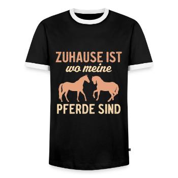 Zuhause Ist Wo meine Pferde Sind - Männer Kontrast-T-Shirt - Schwarz/Weiß - Vorne - AI Model Female 172 light (172cm) & AI Model Male 178 light (178cm)