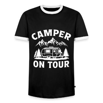 Camper on tour - Männer Kontrast-T-Shirt - Schwarz/Weiß - Vorne - AI Model Female 172 light (172cm) & AI Model Male 178 light (178cm)