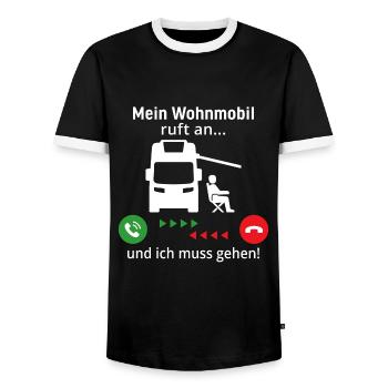mein Wohnmobil ruft an und ich muss gehen - Männer Kontrast-T-Shirt - Schwarz/Weiß - Vorne - AI Model Female 172 light (172cm) & AI Model Male 178 light (178cm)