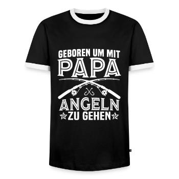 geboren um mit papa angeln zu gehen - Männer Kontrast-T-Shirt - Schwarz/Weiß - Vorne - AI Model Female 172 light (172cm) & AI Model Male 178 light (178cm)