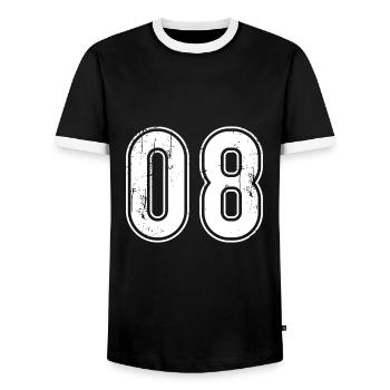 08 Jahre Retro Trikot Nummer 08 T-hirt Nummer - Männer Kontrast-T-Shirt - Schwarz/Weiß - Vorne - AI Model Female 172 light (172cm) & AI Model Male 178 light (178cm)