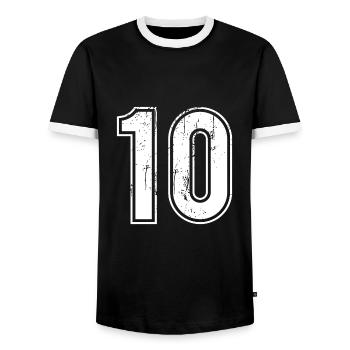 10 Years Retro Jersey Number 10 T-hirt Number - Men's Ringer Shirt - black/white - Front - AI Model Female 172 light (172cm) & AI Model Male 178 light (178cm)