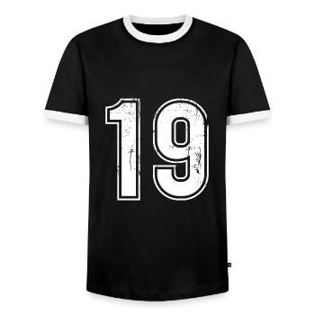 19 Years Retro Jersey Number 19 T-hirt Number - Men's Ringer Shirt - black/white - Front - AI Model Female 172 light (172cm) & AI Model Male 178 light (178cm)