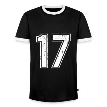 17 Years Retro Jersey Number 17 T-hirt Number - Men's Ringer Shirt - black/white - Front - AI Model Female 172 light (172cm) & AI Model Male 178 light (178cm)
