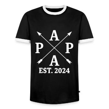 Papa Est. 2024 - Männer Kontrast-T-Shirt - Schwarz/Weiß - Vorne - AI Model Female 172 light (172cm) & AI Model Male 178 light (178cm)