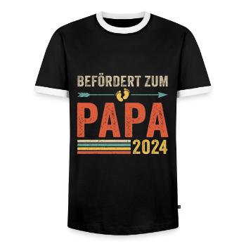 Befördert zum Papa 2024 - Männer Kontrast-T-Shirt - Schwarz/Weiß - Vorne - AI Model Female 172 light (172cm) & AI Model Male 178 light (178cm)