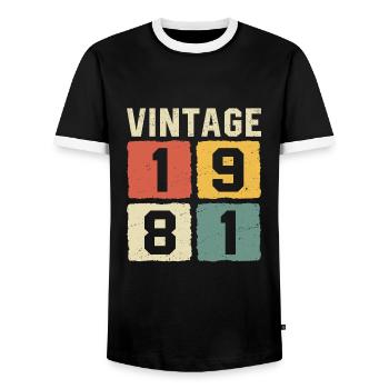 Vintage 1981 Geboren 1981 - Männer Kontrast-T-Shirt - Schwarz/Weiß - Vorne - AI Model Female 172 light (172cm) & AI Model Male 178 light (178cm)