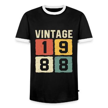 Millésime 1988 Né en 1988 - T-shirt contrasté Homme - noir/blanc - Devant - AI Model Female 172 light (172cm) & AI Model Male 178 light (178cm)