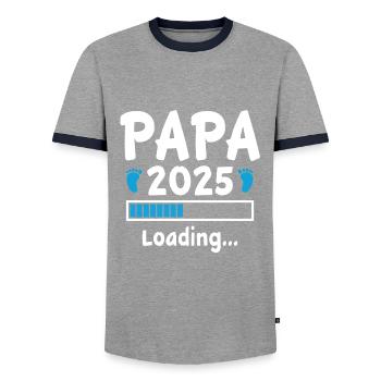 Papa Geschenk für werdende Vater Papa 2025 Loading - Männer Kontrast-T-Shirt - Grau/Navy  - Vorne - AI Model Female 172 light (172cm) & AI Model Male 178 light (178cm)