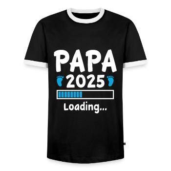 Dad Gift for Dad-to-be Dad 2025 Loading - Men's Ringer Shirt - black/white - Front - AI Model Female 172 light (172cm) & AI Model Male 178 light (178cm)