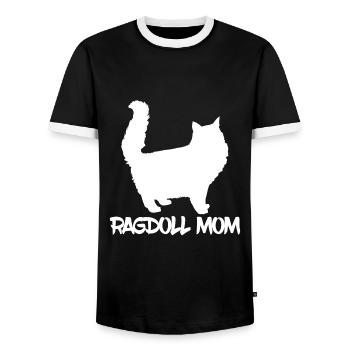 Ragdoll Mom - Men's Ringer Shirt - black/white - Front - AI Model Female 172 light (172cm) & AI Model Male 178 light (178cm)