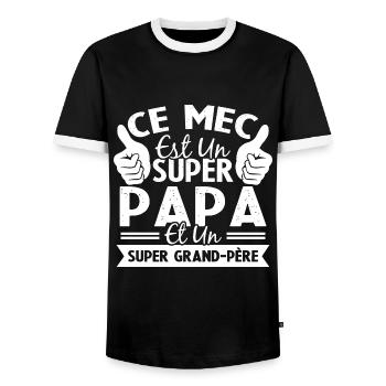 Super papa et Super grand-père - T-shirt contrasté Homme - noir/blanc - Devant - AI Model Female 172 light (172cm) & AI Model Male 178 light (178cm)