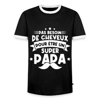 Pas besoin de cheveux pour être un super papa - T-shirt contrasté Homme - noir/blanc - Devant - AI Model Female 172 light (172cm) & AI Model Male 178 light (178cm)