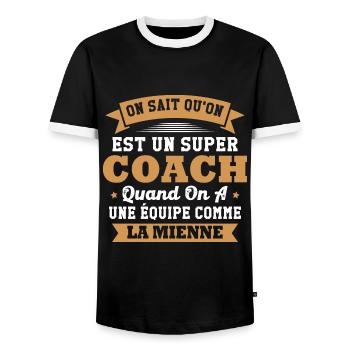 On sait qu'on est un super coach - T-shirt contrasté Homme - noir/blanc - Devant - AI Model Female 172 light (172cm) & AI Model Male 178 light (178cm)