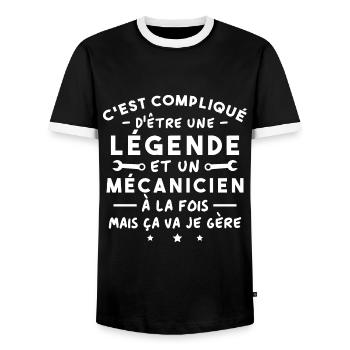 Legend mechanic humor gift - Men's Ringer Shirt - black/white - Front - AI Model Female 172 light (172cm) & AI Model Male 178 light (178cm)