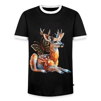 Cerf - T-shirt contrasté Homme - noir/blanc - Devant - AI Model Female 172 light (172cm) & AI Model Male 178 light (178cm)