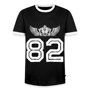 82 Zahl Krone - Männer Kontrast-T-Shirt - Schwarz/Weiß - Vorne - AI Model Female 172 light (172cm) & AI Model Male 178 light (178cm)