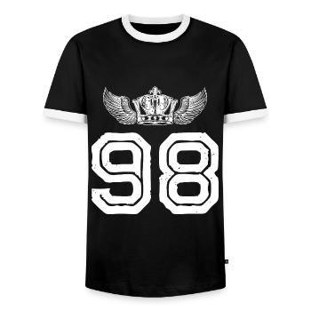 98 Couronne numérique - T-shirt contrasté Homme - noir/blanc - Devant - AI Model Female 172 light (172cm) & AI Model Male 178 light (178cm)