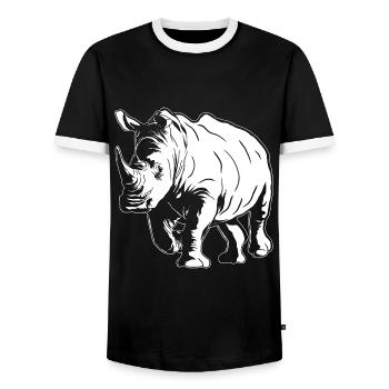 Rhino Sketch Rhinoceros Safari Wildtierliebhaber - Männer Kontrast-T-Shirt - Schwarz/Weiß - Vorne - AI Model Female 172 light (172cm) & AI Model Male 178 light (178cm)