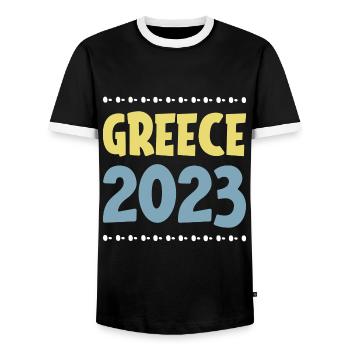 Grèce 2023 - T-shirt contrasté Homme - noir/blanc - Devant - AI Model Female 172 light (172cm) & AI Model Male 178 light (178cm)