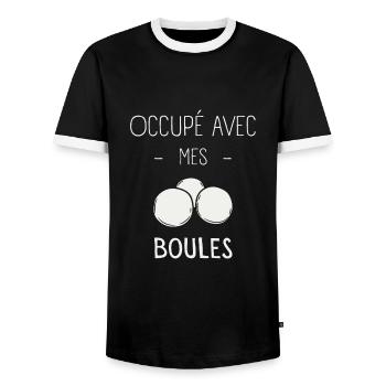 Occupé Avec Mes Boules - T-shirt contrasté Homme - noir/blanc - Devant - AI Model Female 172 light (172cm) & AI Model Male 178 light (178cm)