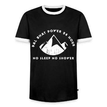 Dal Bhat Power 24 Hour No Sleep No Shower Nepal - Männer Kontrast-T-Shirt - Schwarz/Weiß - Vorne - AI Model Female 172 light (172cm) & AI Model Male 178 light (178cm)