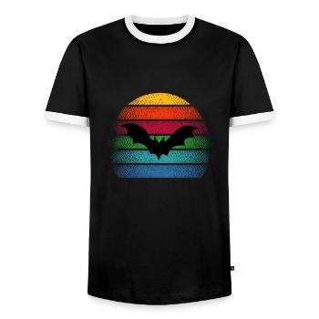 Bat Vampire Bats Animal Bat Night Spirit - Men's Ringer Shirt - black/white - Front - AI Model Female 172 light (172cm) & AI Model Male 178 light (178cm)