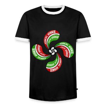 Euskal Herria, Basque Country - Men's Ringer Shirt - black/white - Front - AI Model Female 172 light (172cm) & AI Model Male 178 light (178cm)