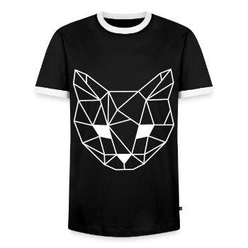 Cat Geometric Line - Men's Ringer Shirt - black/white - Front - AI Model Female 172 light (172cm) & AI Model Male 178 light (178cm)