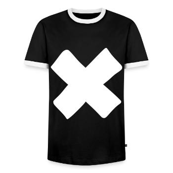 Kreuz Emoji Skizze Zeichnung weiß - Männer Kontrast-T-Shirt - Schwarz/Weiß - Vorne - AI Model Female 172 light (172cm) & AI Model Male 178 light (178cm)