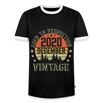 Cadeau Anniversaire Rétro - Nées En Décembre 2020 - T-shirt contrasté Homme - noir/blanc - Devant - AI Model Female 172 light (172cm) & AI Model Male 178 light (178cm)