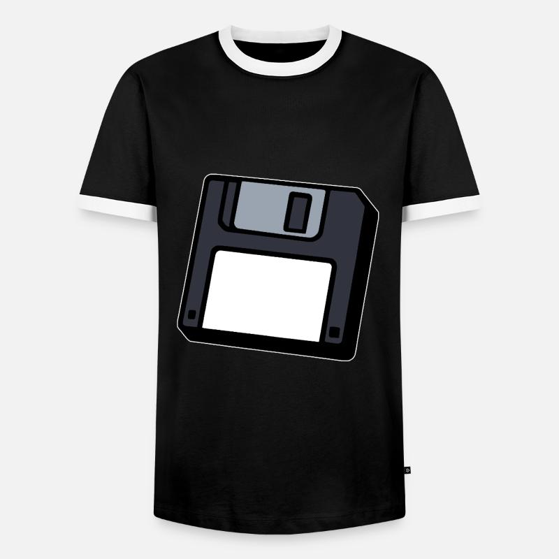 Diskette Retro Symbol Computer - Männer Kontrast-T-Shirt - Schwarz/Weiß