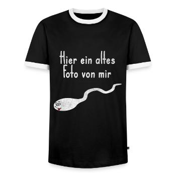 Old photo of me funny saying - Men's Ringer Shirt - black/white - Front - AI Model Female 172 light (172cm) & AI Model Male 178 light (178cm)