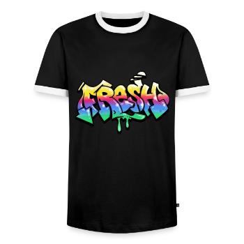Fresh Graffiti - Men's Ringer Shirt - black/white - Front - AI Model Female 172 light (172cm) & AI Model Male 178 light (178cm)