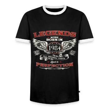 39e anniversaire homme légende né 1984 voiture classique - T-shirt contrasté Homme - noir/blanc - Devant - AI Model Female 172 light (172cm) & AI Model Male 178 light (178cm)