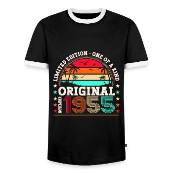 Original novembre 1955 67e anniversaire cadeau - T-shirt contrasté Homme - noir/blanc - Devant - AI Model Female 172 light (172cm) & AI Model Male 178 light (178cm)